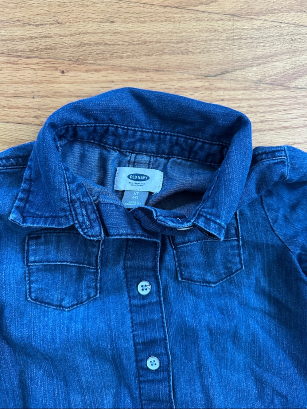 Old Navy Girls Dark Blue Denim Shirt Dress - Picture 2 of 3